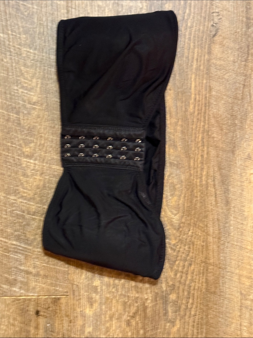 Strapless Black Bandeau Bra with Front Hook Closure